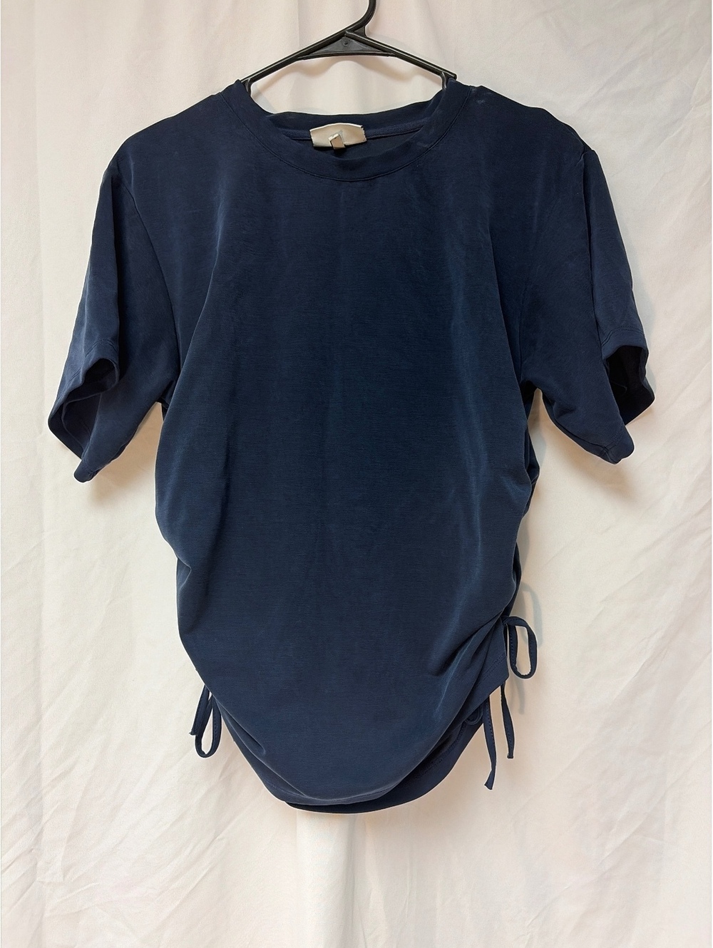 The GREii Navy Blue Short Sleeve Drawstring Top Small